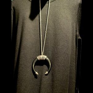 Beautiful  black /silver horn necklace